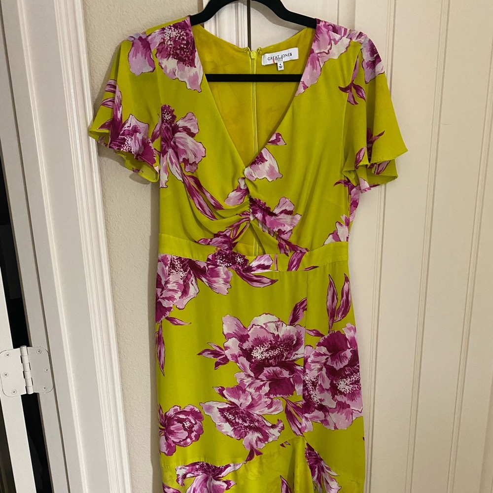 Great Jones Designer dress yellow and pink floral - NWT